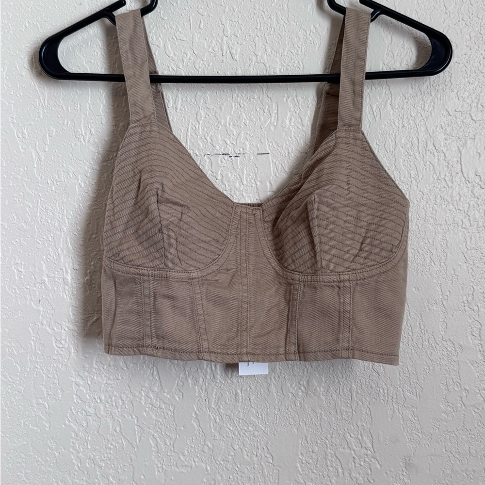 American Eagle Outfitters Tan Bustier Crop Top